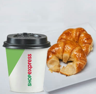 Café chico y grande p- llevar + 2 facturas